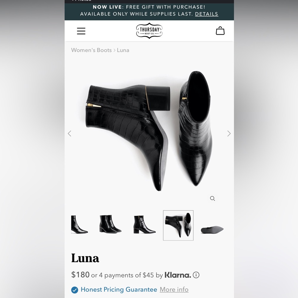 Thursday Boot Luna - Black Snakeskin
